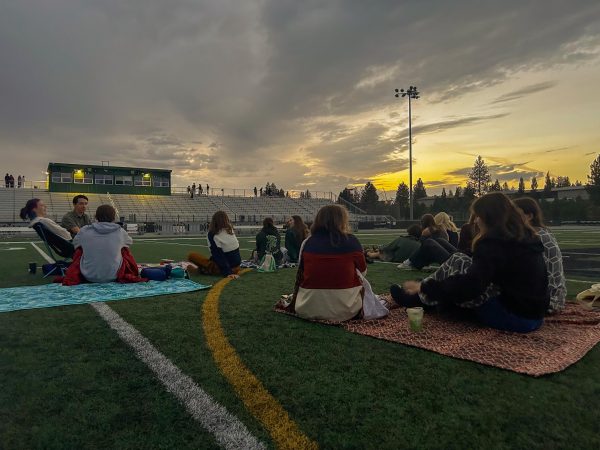 A group of friends enjoy the view at Senior Sunrise on Friday, Sept. 5. / Credit: Lauren Shein