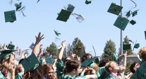 Past Summit graduating class throwing their caps following the ceremony/ Credit: Summit High School graduation website